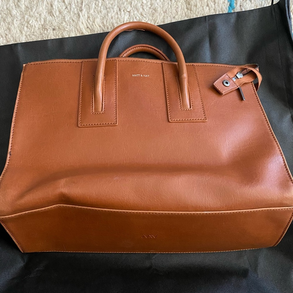 Matt & Nat Cognac Tote Bag with Sturdy Handles and Minimalist Design